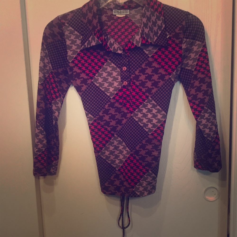 Multicolored houndstooth blouse vintage